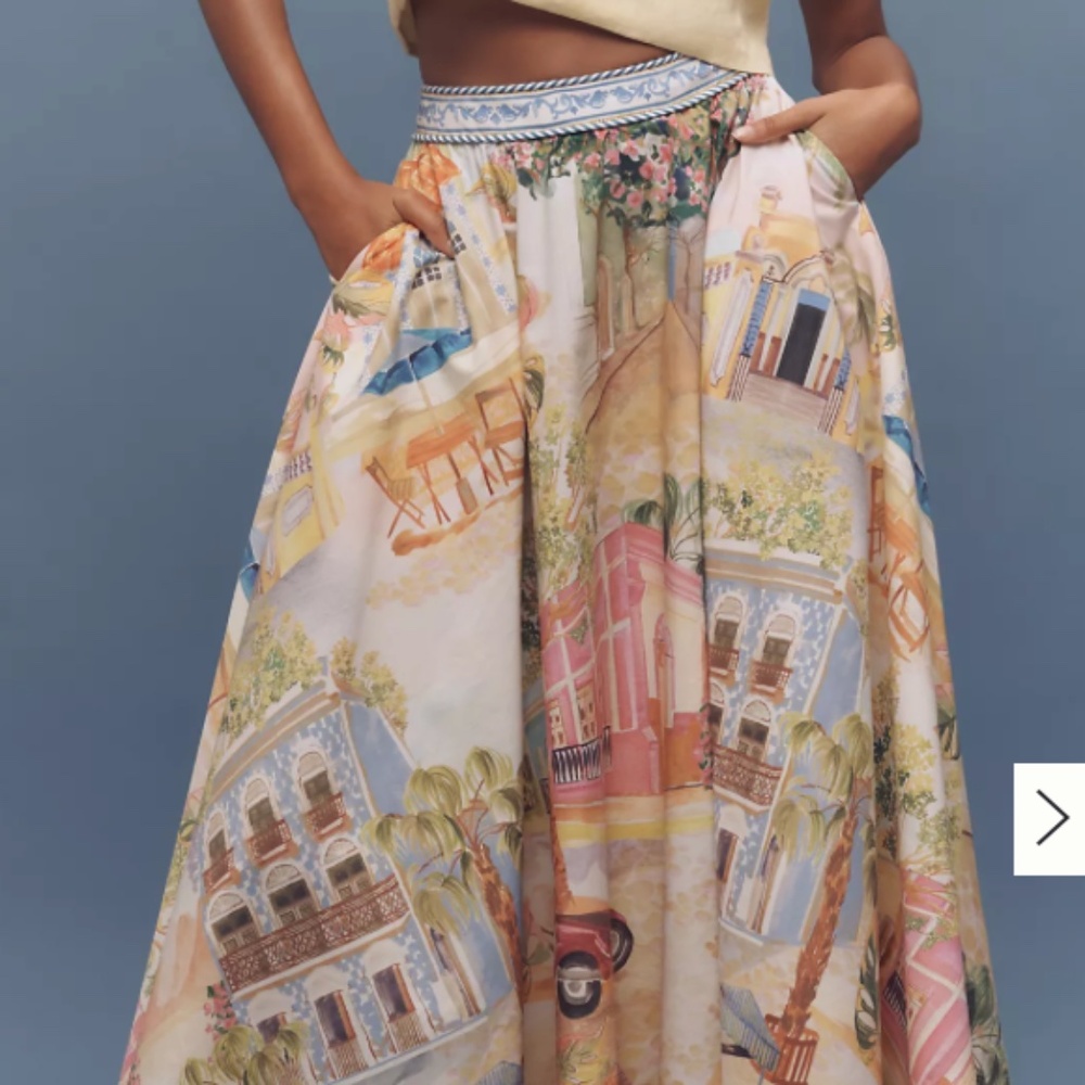 Farm Rio Aracati Printed Poplin Midi Skirt